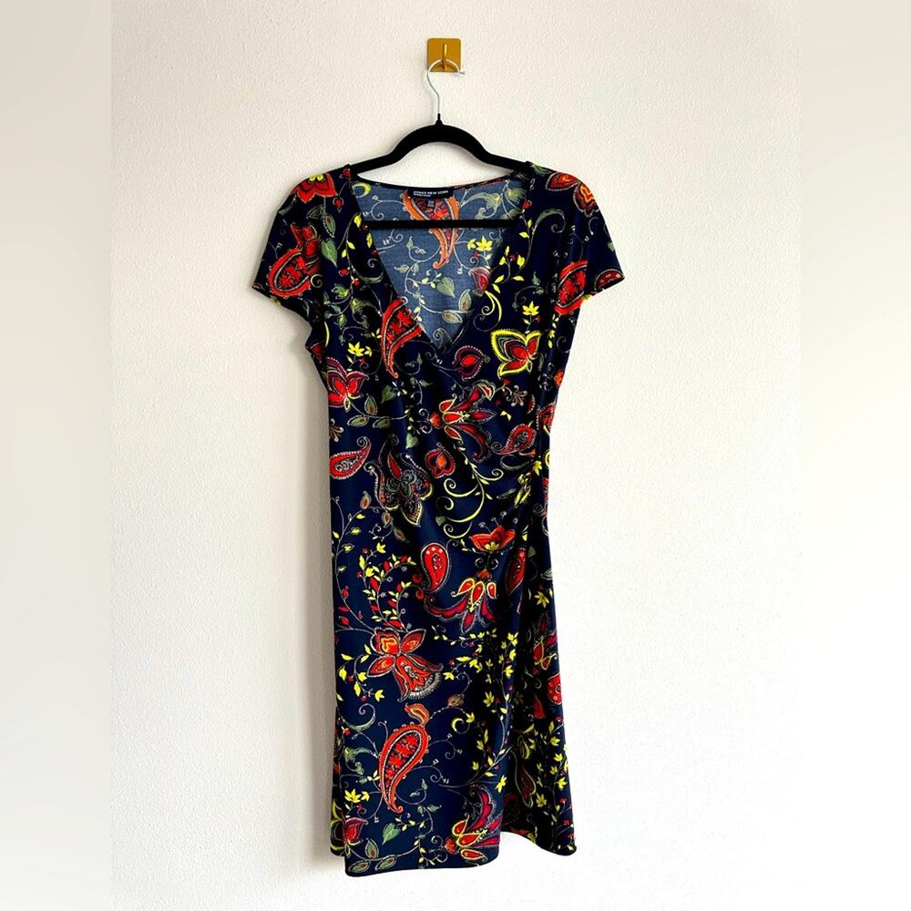 Vintage y2k Jones New York Midnight Paisley Print Stretchy Dress | Size Small